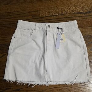 White Denim Mini Skirt